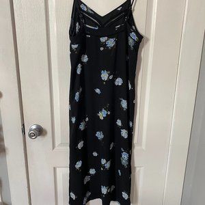 Target Massimo Midi Floral Black Slip Dress, Size Small